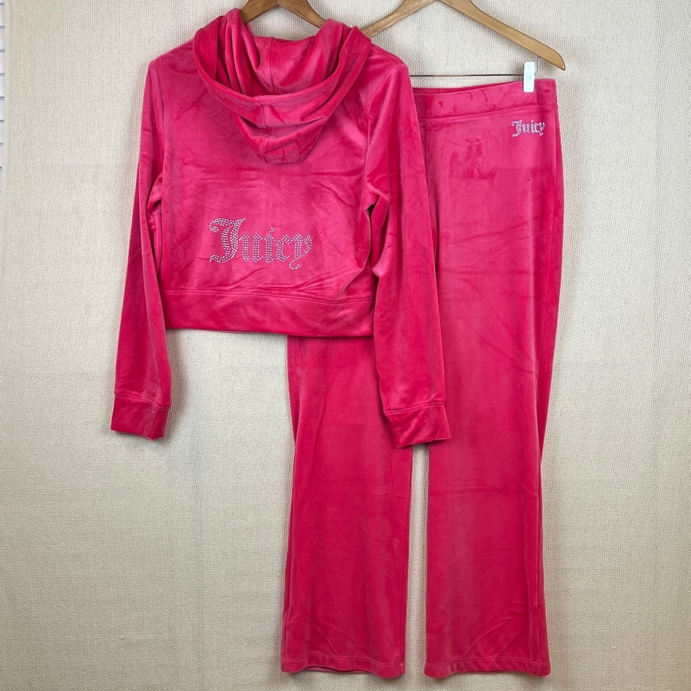 Juicy Couture Velour Tracksuit Set Pink with Rhinestones NWT $199